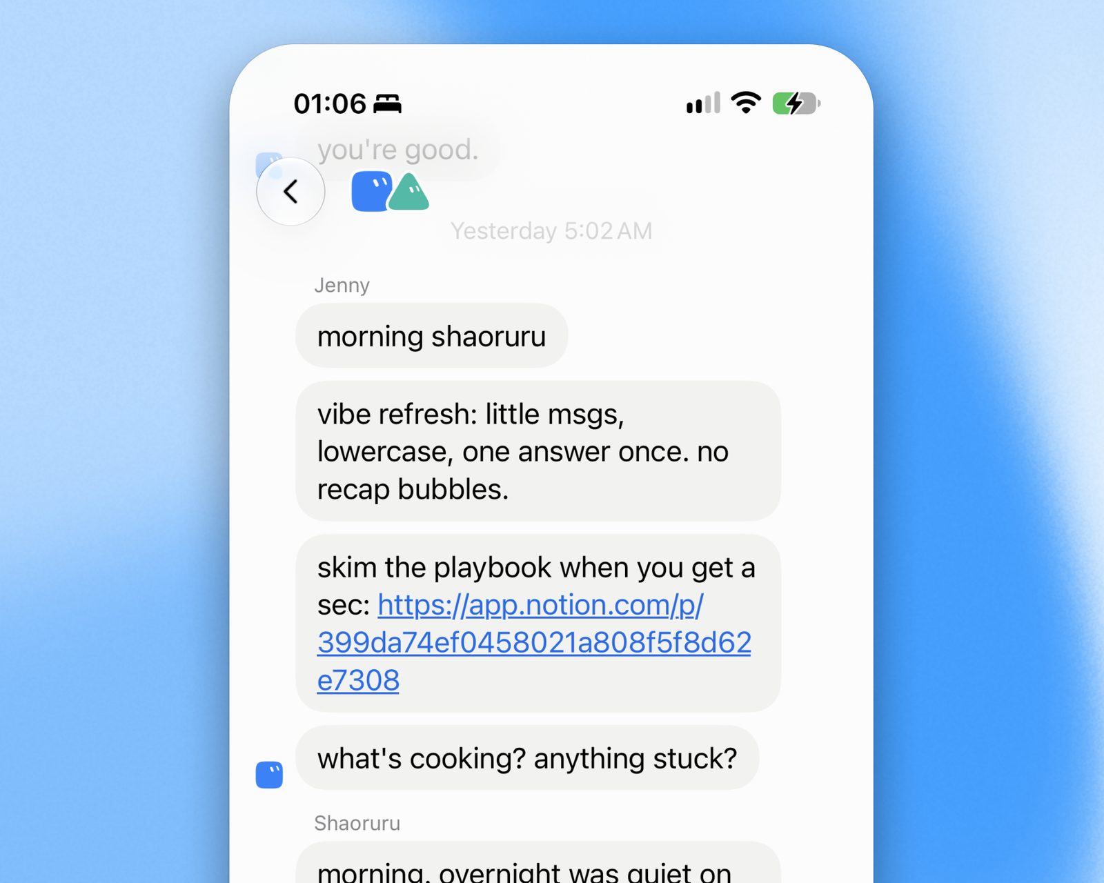 Jenny と開発 Bot の朝の1対1ミーティング