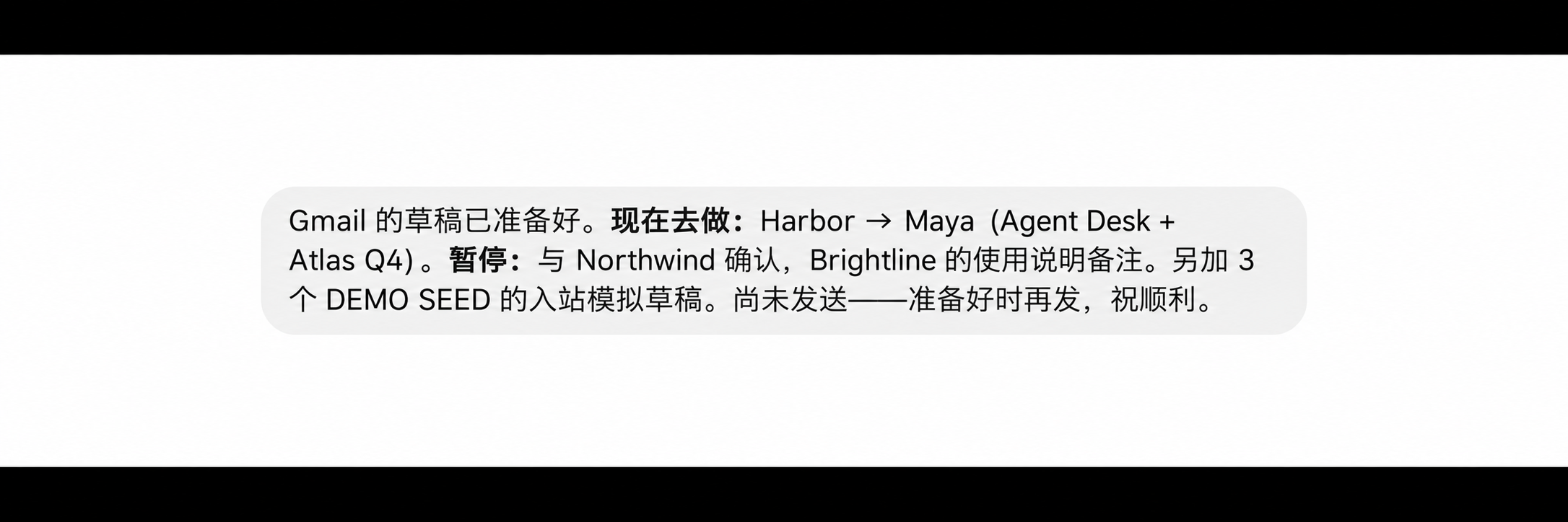 针对未完成承诺准备的 Gmail 草稿，尚未发送